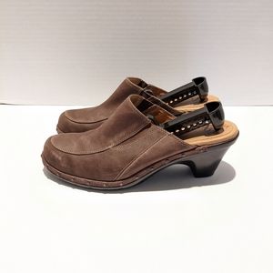 Sofft Mules Brown Leather Suede Women's Clogs Slip on Heels Size 9 1/2